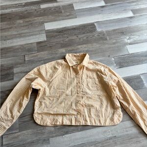 Marine Layer yellow and White Striped Shirt